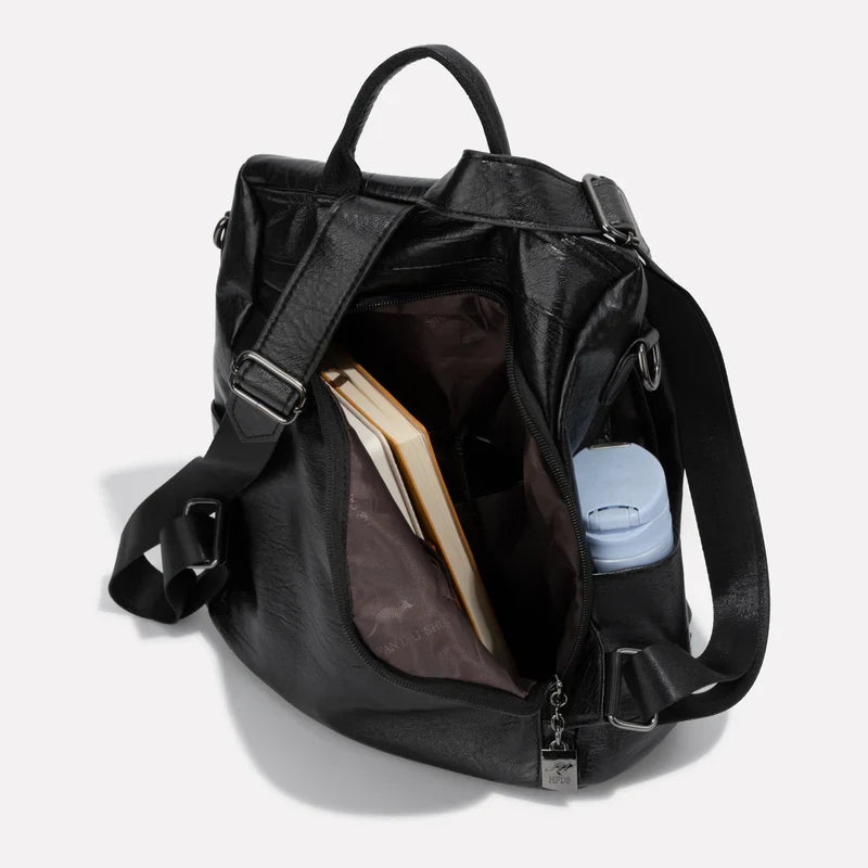 Leather Backpack with Convertible Strap and Anti Theft Design for Women