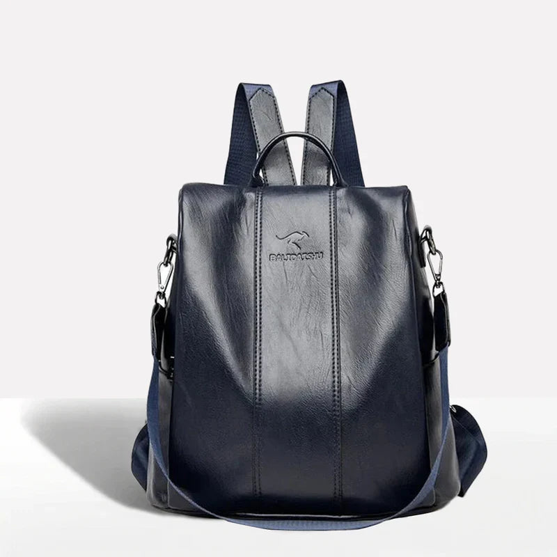 Leather Backpack with Convertible Strap and Anti Theft Design for Women