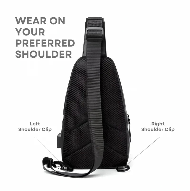 Shoulder Bag with Water Resistant Fabric and USB Charging Port