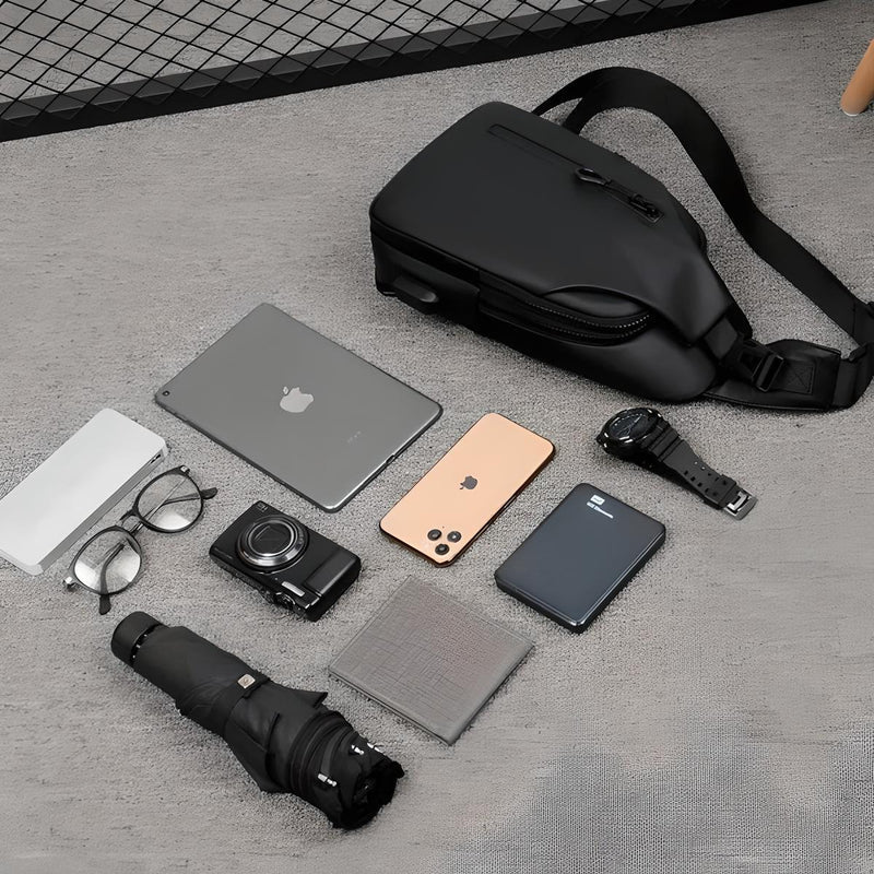 Shoulder Bag with Water Resistant Fabric and USB Charging Port