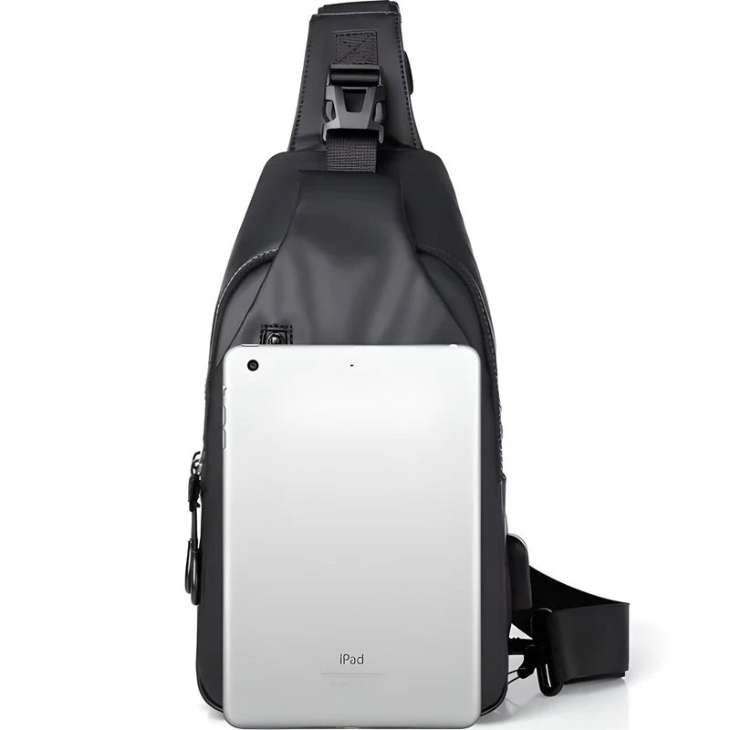Shoulder Bag with Water Resistant Fabric and USB Charging Port