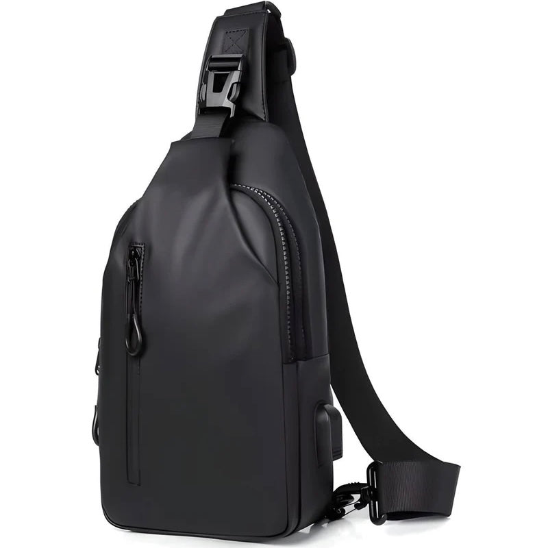 Shoulder Bag with Water Resistant Fabric and USB Charging Port