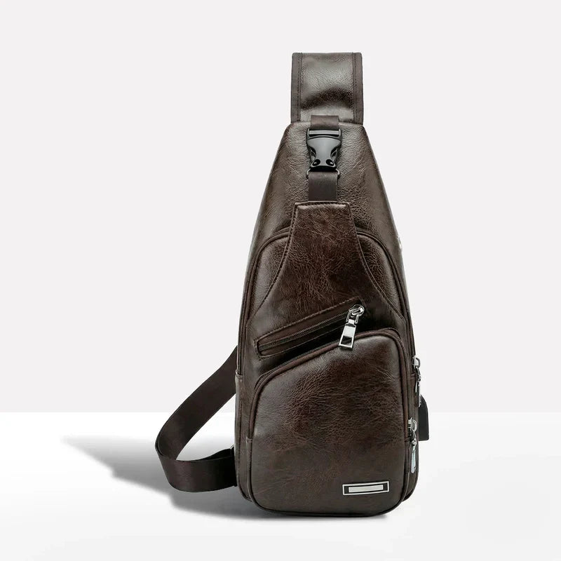 Leather Crossbody Bag with Anti Theft Design and d USB Port