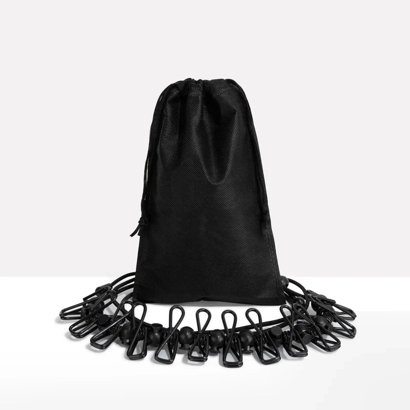 Portable Travel Clothesline with Stretch Cord and Steel Hook Design