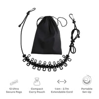 Portable Travel Clothesline with Stretch Cord and Steel Hook Design