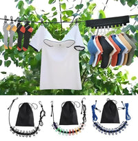 Portable Travel Clothesline with Stretch Cord and Steel Hook Design