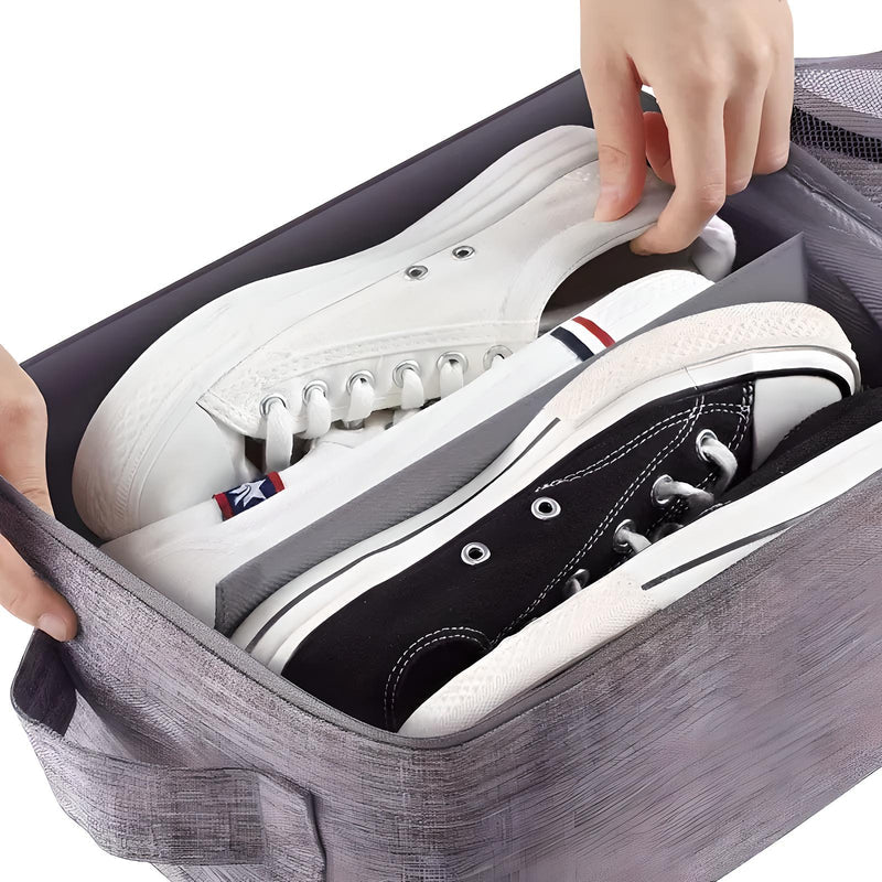 Travel Shoe Organizer with Multiple Compartments and Luggage Strap
