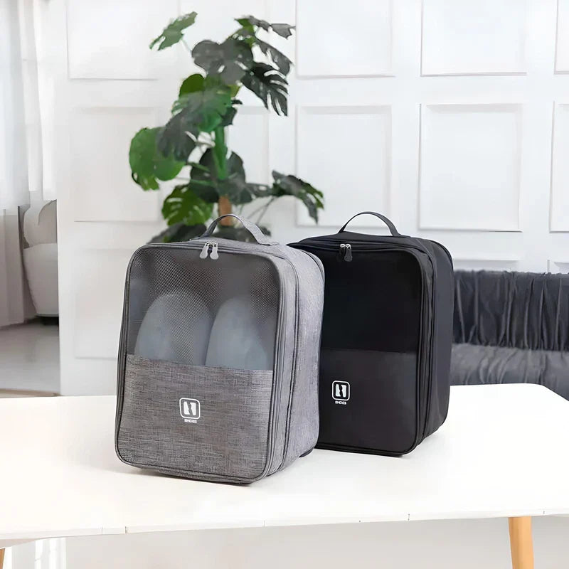 Travel Shoe Organizer with Multiple Compartments and Luggage Strap