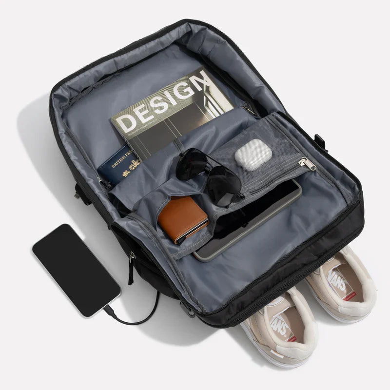 Expandable Carry On Travel Backpack with Flat Lay Packing Design
