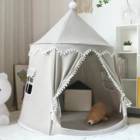 Canvas Play Teepee Tent with Cotton Fabric and Wooden Pole Frame