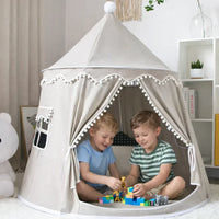 Canvas Play Teepee Tent with Cotton Fabric and Wooden Pole Frame