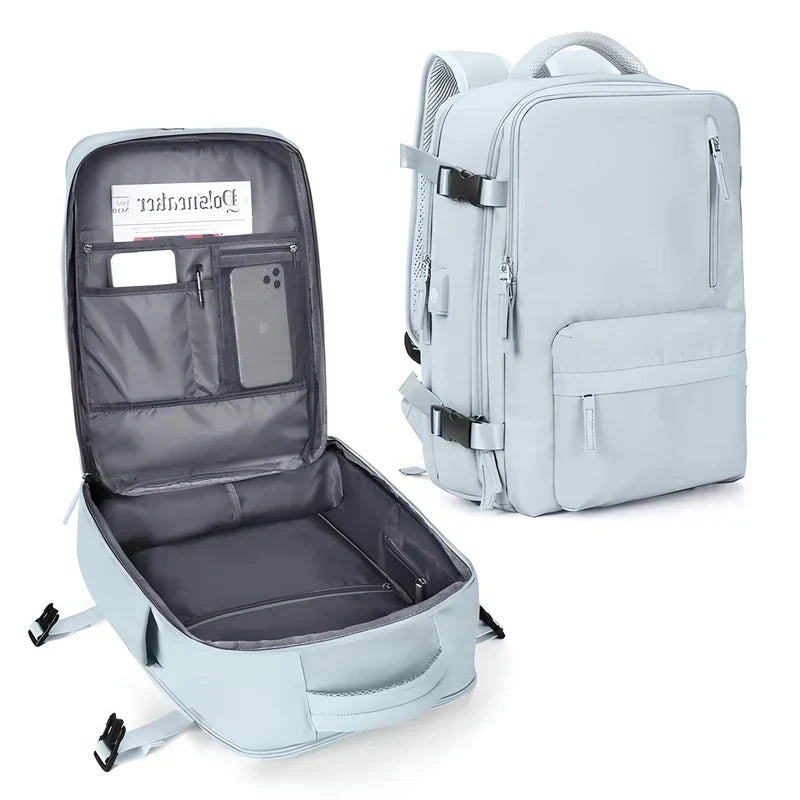 Expandable Carry On Travel Backpack with Flat Lay Packing Design