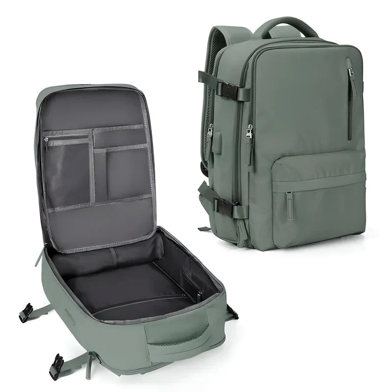 Expandable Carry On Travel Backpack with Flat Lay Packing Design
