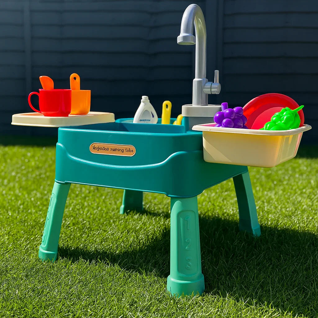 Kids Pretend Play Kitchen Set with Sink, Storage and Accessories