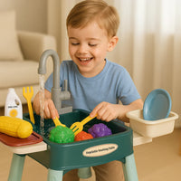 Kids Pretend Play Kitchen Set with Sink, Storage and Accessories