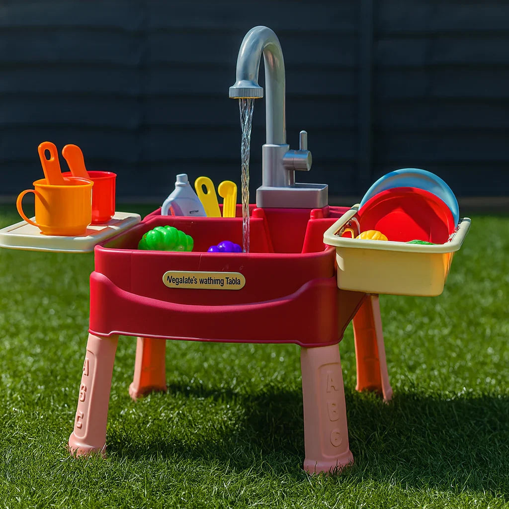 Kids Pretend Play Kitchen Set with Sink, Storage and Accessories