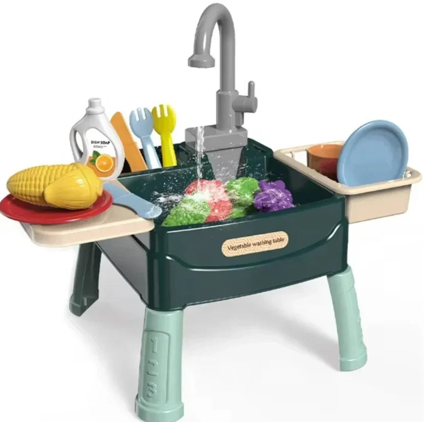 Kids Pretend Play Kitchen Set with Sink, Storage and Accessories