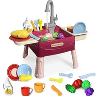 Kids Pretend Play Kitchen Set with Sink, Storage and Accessories