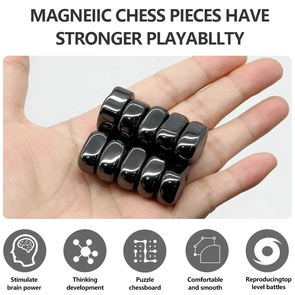 Magnetic Chess Set with Travel Board and Portable Folding Design