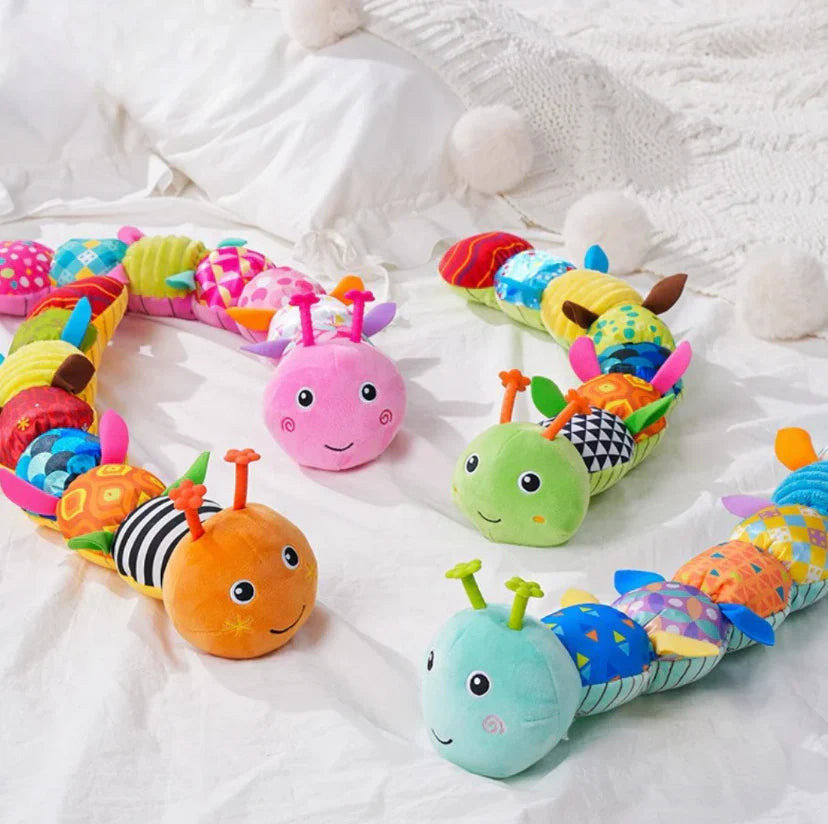 Baby Plush Caterpillar Toy with Music, Rattle and Crinkle Fabric