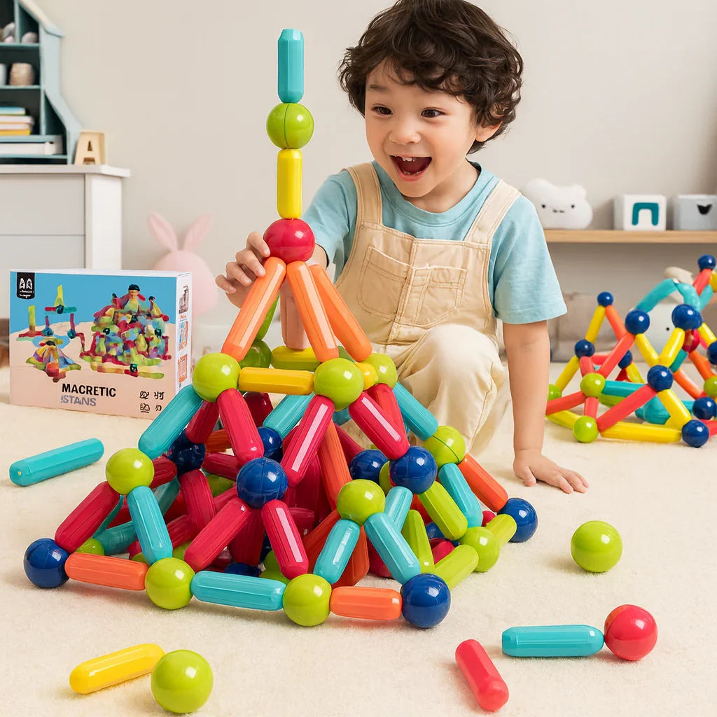 Magnetic Building Set for Kids with Rods and Balls Construction
