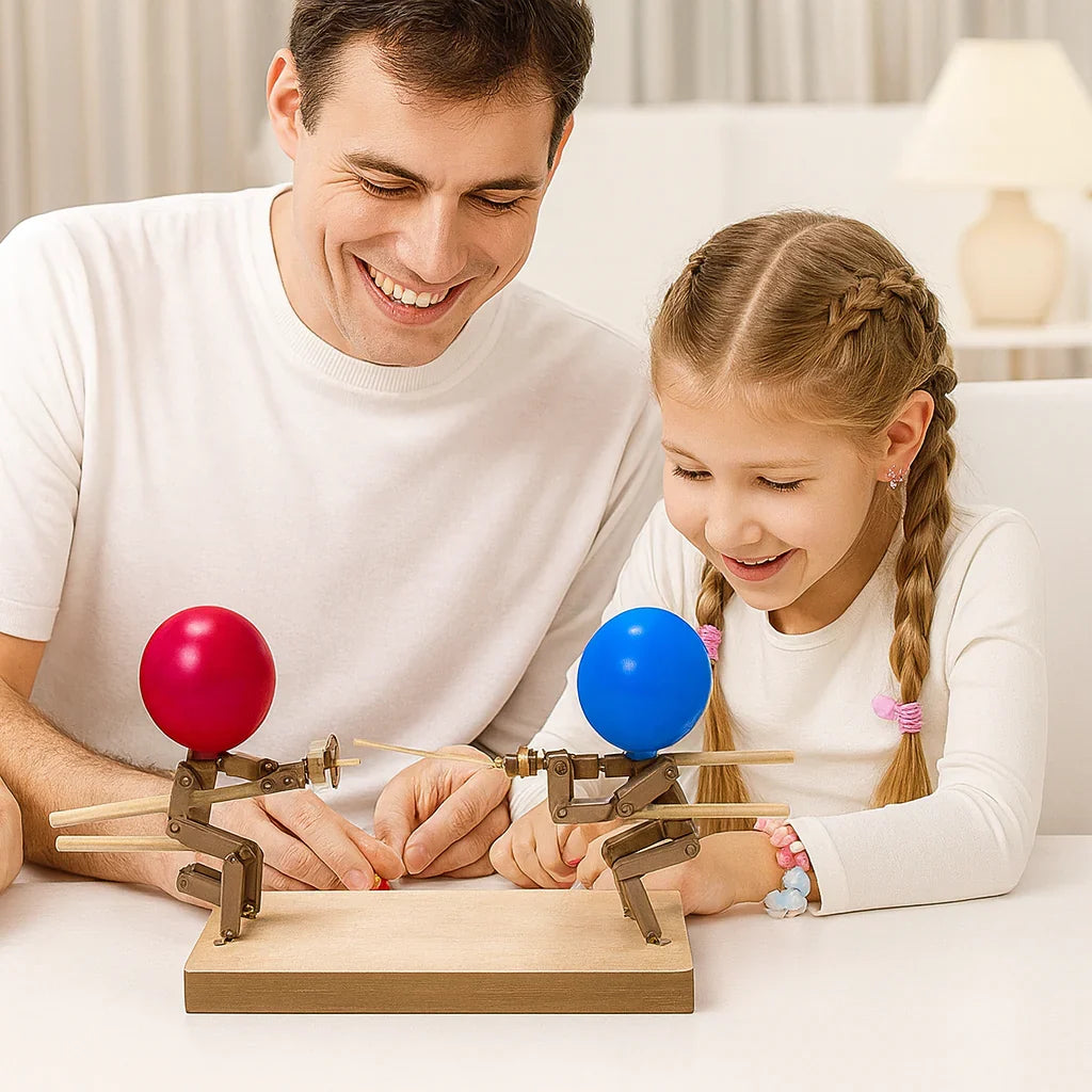 Balloon Duel Game Toy with Puppet Fighters and Balloon Battles