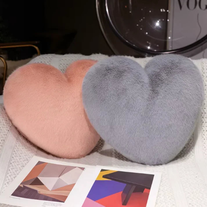 Decorative heart pillow soft faux fur