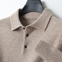 Obsetic Leandro Polo Shirt, Soft Cashmere Merino Long Sleeve for Men