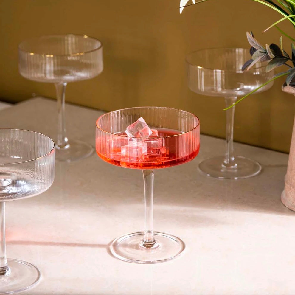 Obsetic Ribbed Coupe Cocktail Glasses Set of 6