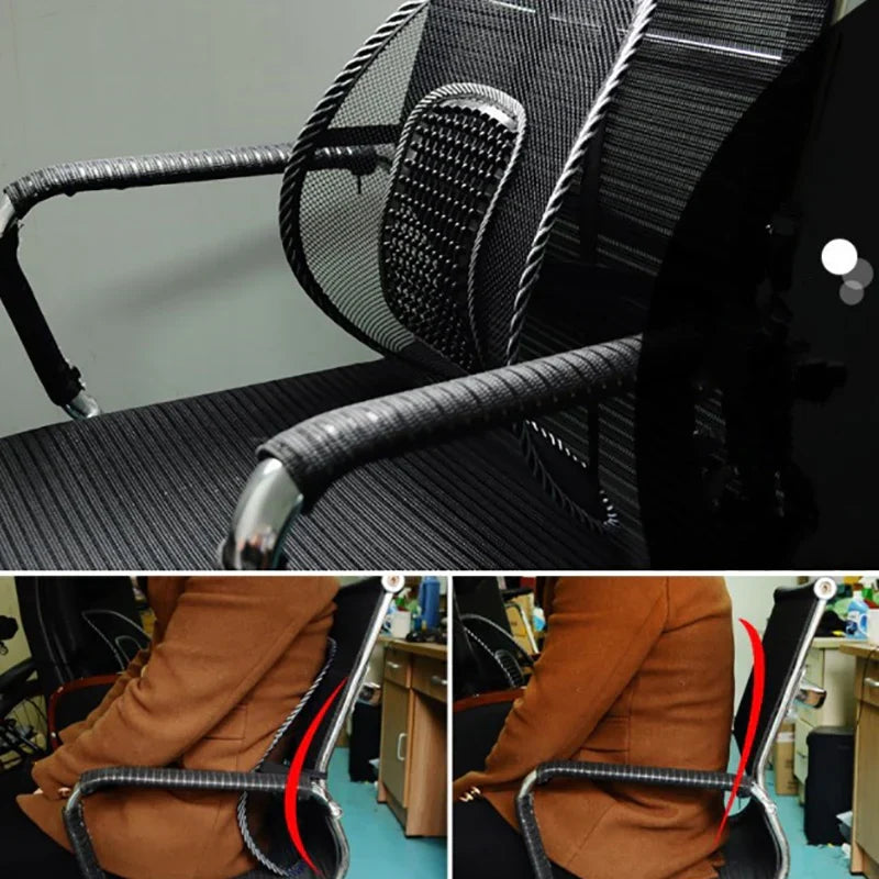 Lumbar Cushion for Car, Breathable Mesh Back Support with Massage Beads