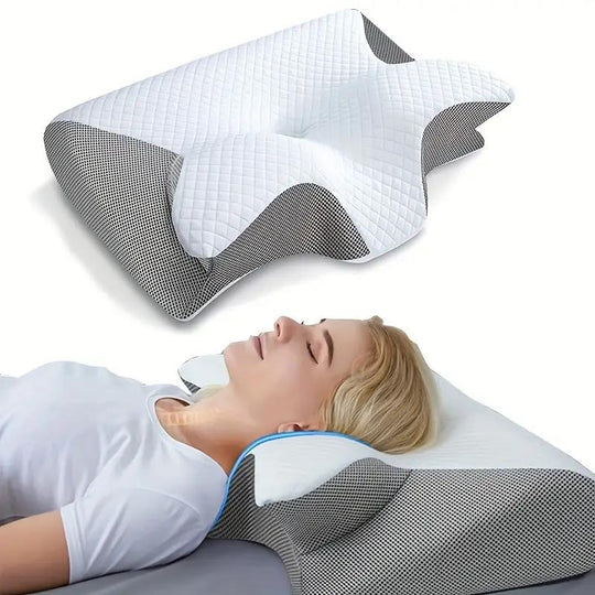 Ergonomic Memory Foam Pillow with Contoured Support Design