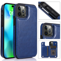 Leather Phone Case with Card Slots and Magnetic Closure
