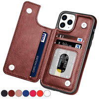 Leather Phone Case with Card Slots and Magnetic Closure