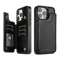 Leather Phone Case with Card Slots and Magnetic Closure
