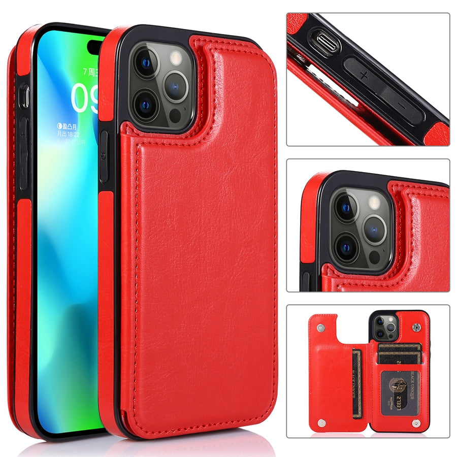 Leather Phone Case with Card Slots and Magnetic Closure