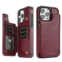 Leather Phone Case with Card Slots and Magnetic Closure