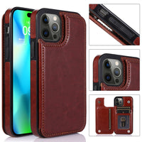 Leather Phone Case with Card Slots and Magnetic Closure