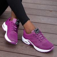 Cushioned Sneakers with Breathable Upper and Rubber Sole for Women