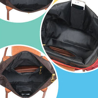 Nylon Carry Bag with Leather Trim and Zipper Closure for Women