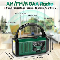 Emergency Radio with Flashlight, Solar and Hand Crank USB Charger