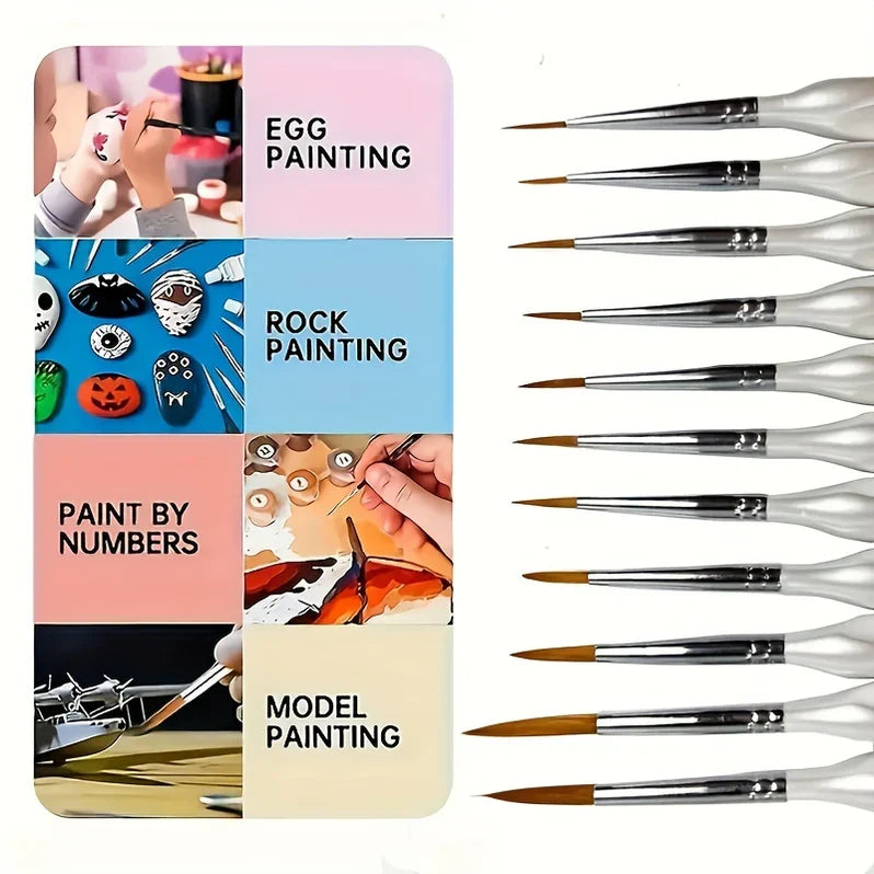 Precision Detail Brush for Accurate Painting and Fine Art, 11 Piece
