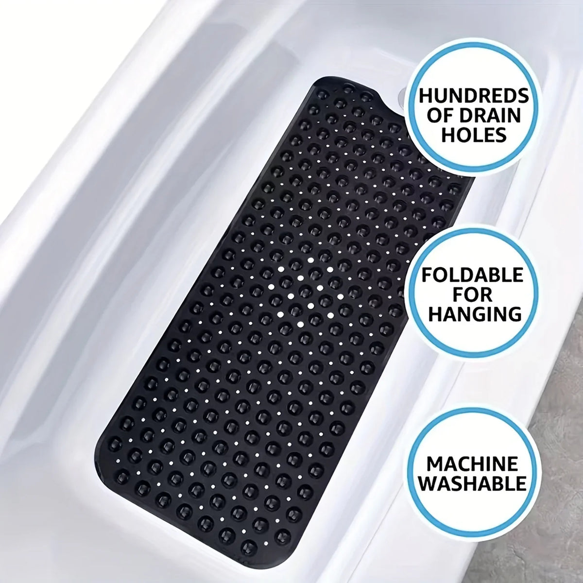 Non Slip Bath Mat XL, Extra Long Anti Skid Shower and Bathtub Mat