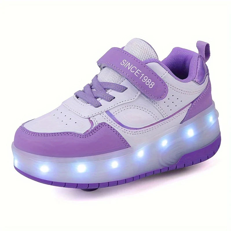 Kids Roller Sneakers with LED Lights and Removable Wheels