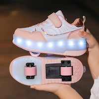 Kids Roller Sneakers with LED Lights and Removable Wheels