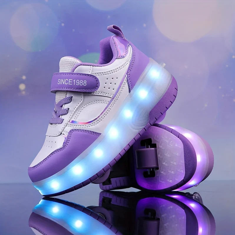 Kids Roller Sneakers with LED Lights and Removable Wheels