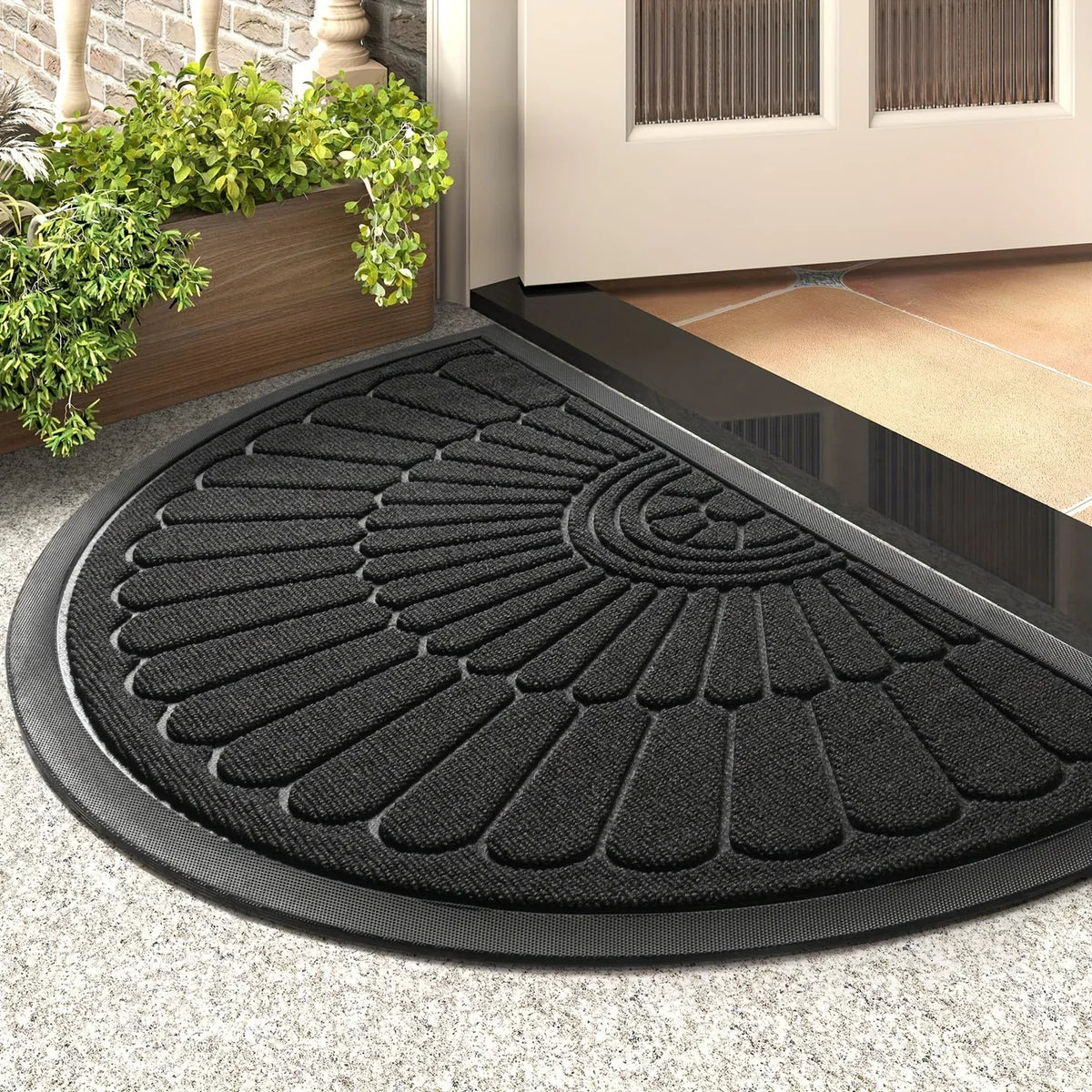 Durable Rubber Door Mat Half-Round Design for Indoor and Outdoor Use