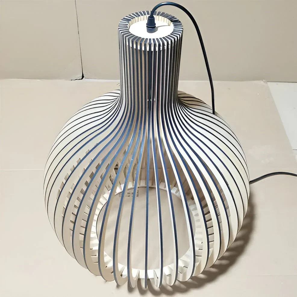 Wooden Pendant Lamp, Vintage Adjustable Hanging LED Light