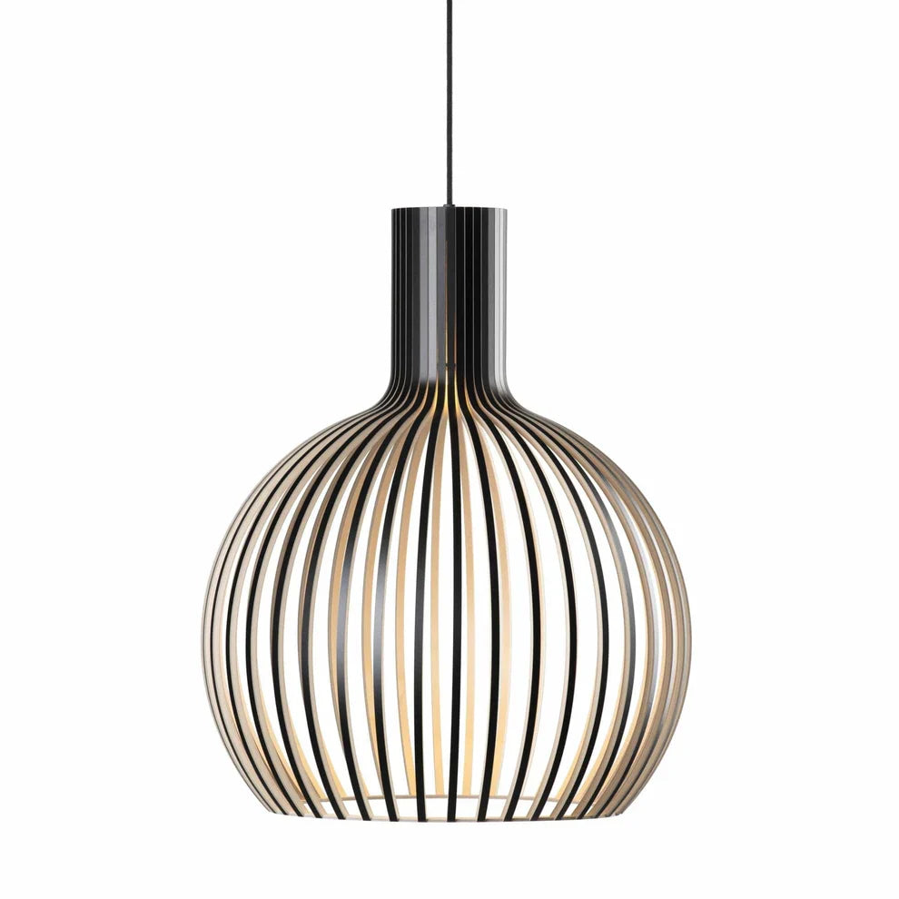 Wooden Pendant Lamp, Vintage Adjustable Hanging LED Light