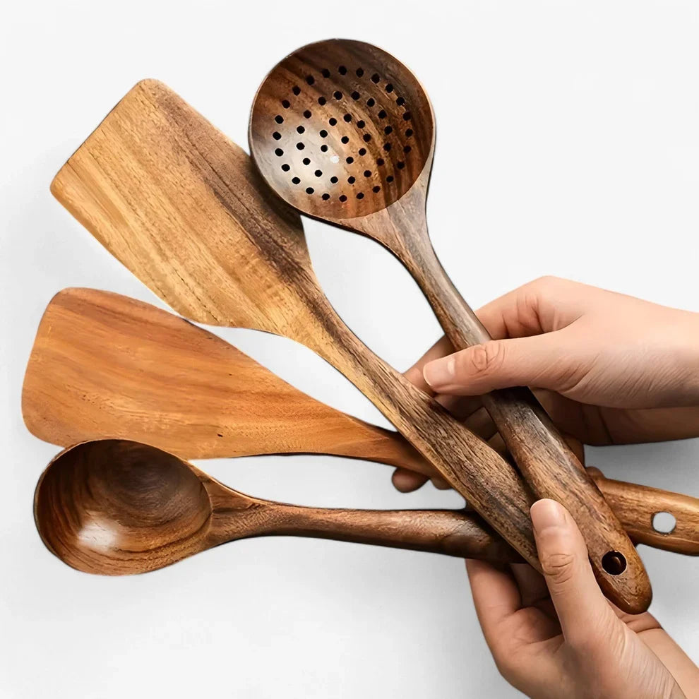 Wooden Kitchen Utensil Set for Cooking, 11 Pieces Eco-Friendly Design