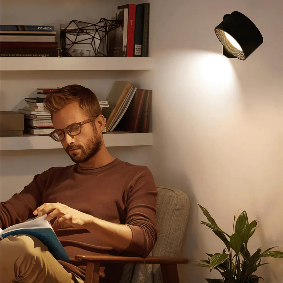 Wireless 360 Degree Wall Lamp, Dimmable LED Rechargeable Lighting